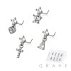 8PCS OF ASSORTED CZ DANGLE 316L SURGICAL STEEL L-SHAPE NOSE STUD BOX